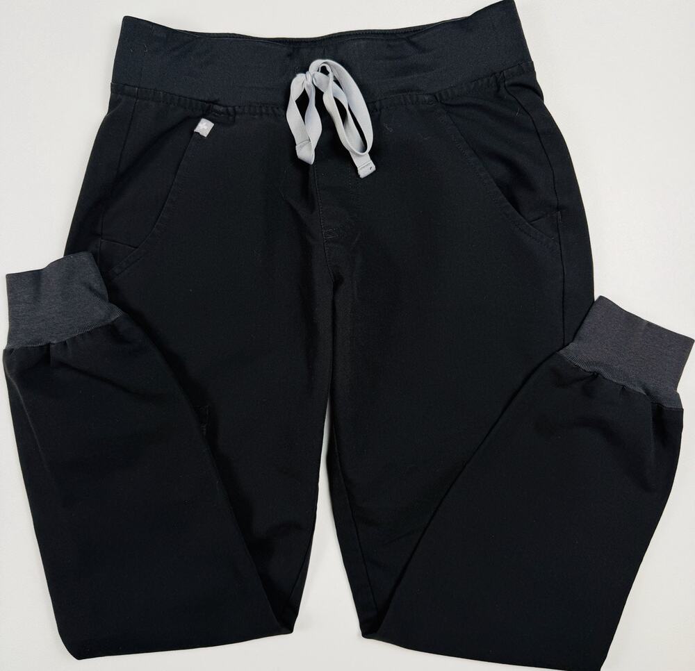FIGS Technical Collection Jogger Scrub Pants Women's XXS Black Cargo Stretch